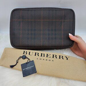 Burberry  Dark Brown Haymarket Check Clutch